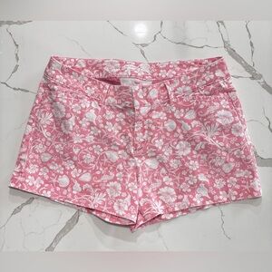 Old Navy Pixie Women’s Pink Floral Print Chino Jean Shorts Size 4 Regular